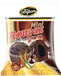 Mini Rownie : 1 Brownie fourrée à la crème de cacao ( Poids Net : 25g / 40 Sachets par carton )